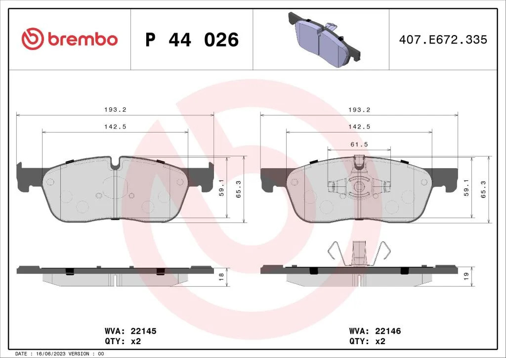 Plaquettes de frein BREMBO - P44026